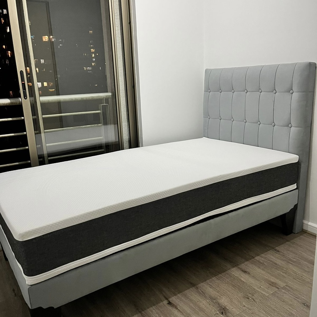 cama en 1 plaza y media incluye base + respaldo a piso + colchón ortopédico  3