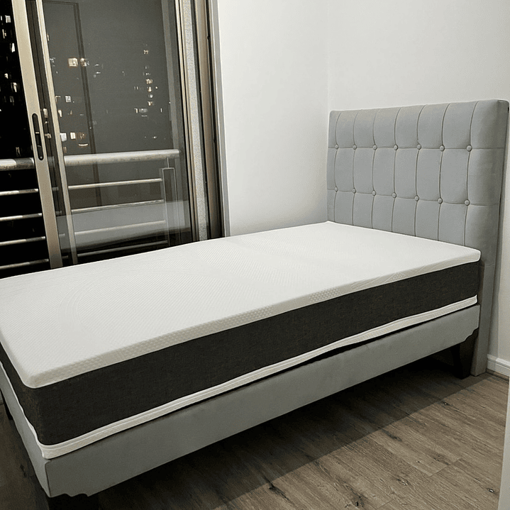 cama en 1 plaza y media incluye base + respaldo a piso + colchón ortopédico  3