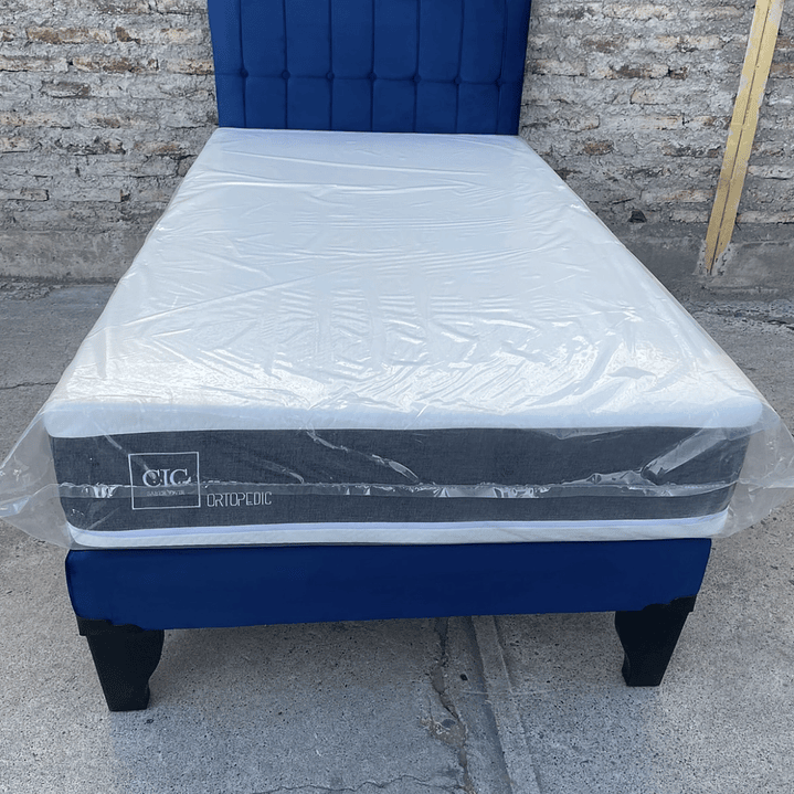 cama en 1 plaza y media incluye base + respaldo a piso + colchón ortopédico  2