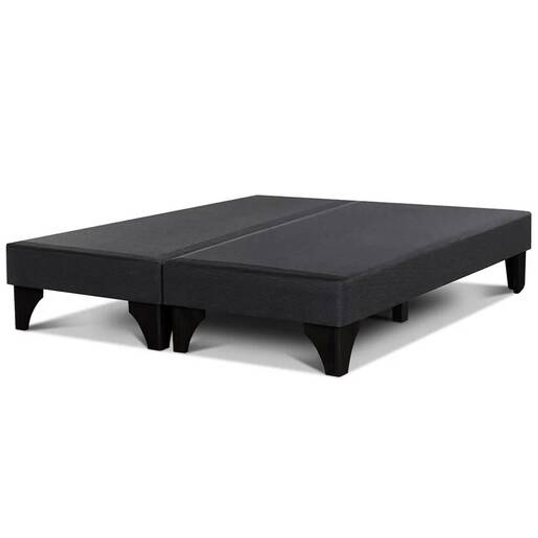 cama de 2 plazas + respaldo de espejo + tapiz color a elección en 2 plazas + bases divididas + colchón new ortopédico  4