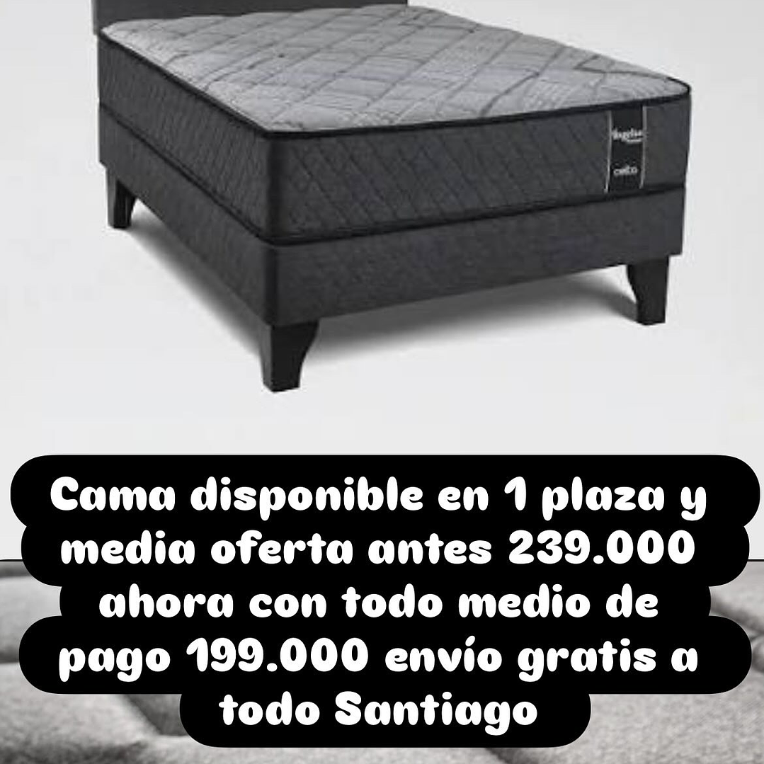 cama en 1 plaza y media con colchón celta apolo black  1