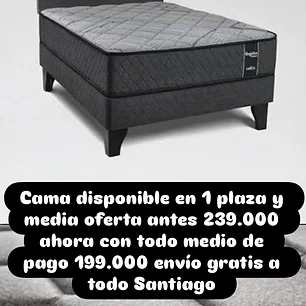 cama en 1 plaza y media con colchón celta apolo black 
