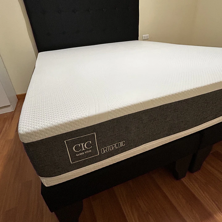 cama 2 plazas con colchón ortopédico + bases divididas + respaldo a piso  3