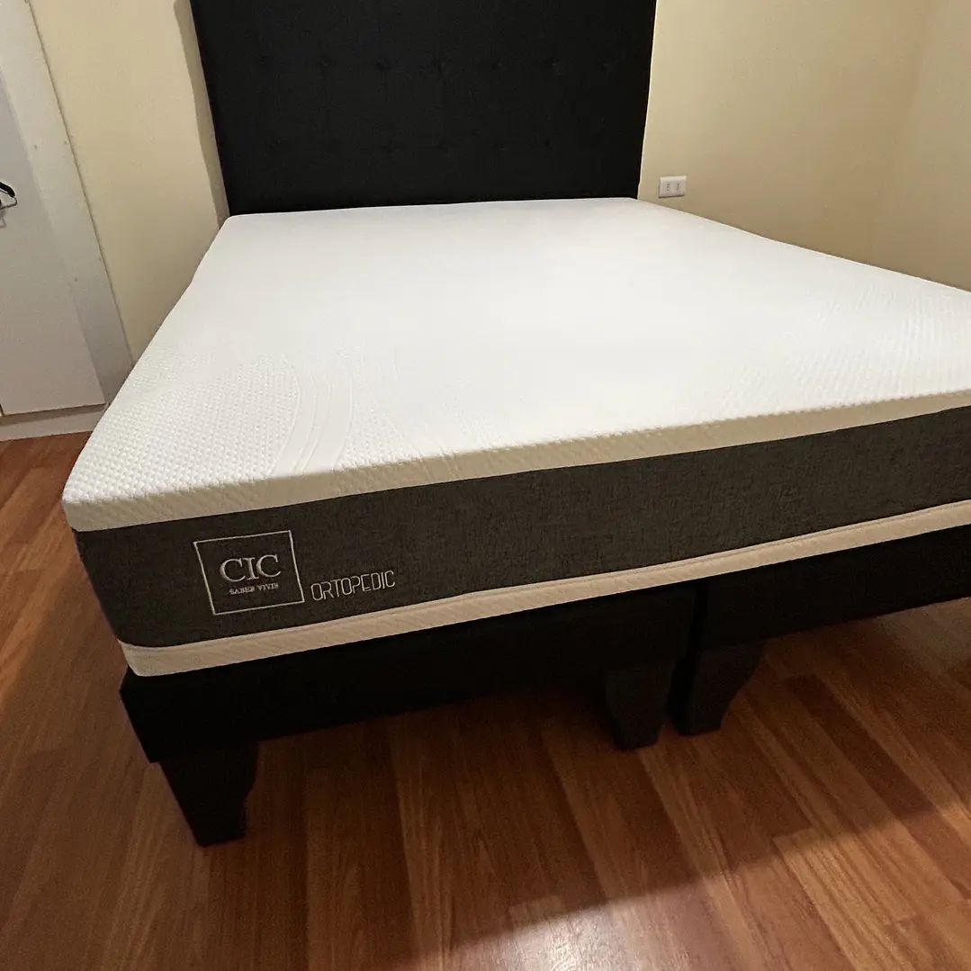 cama 2 plazas con colchón ortopédico + bases divididas + respaldo a piso  5