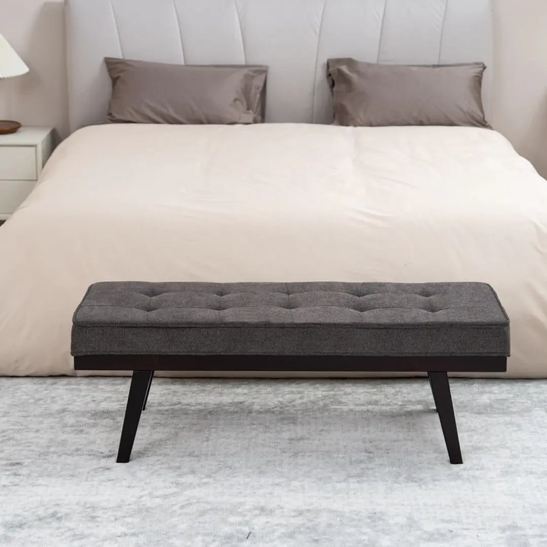 banqueta tapiz y madera  1