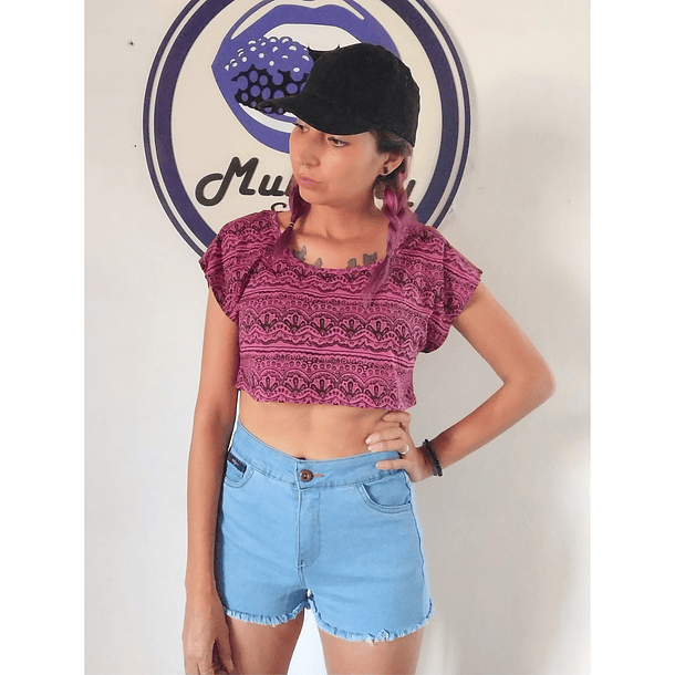 Crop Top Etnico Fucsia 3