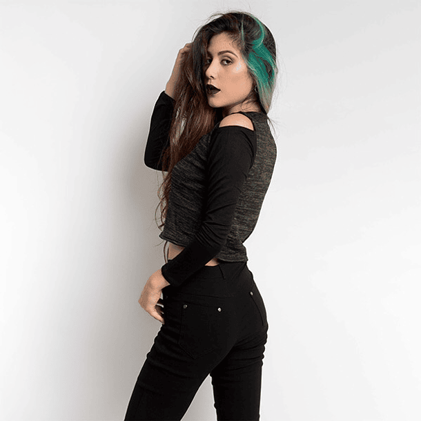 Leggins Tiro Alto Skinny Negro Liso 3