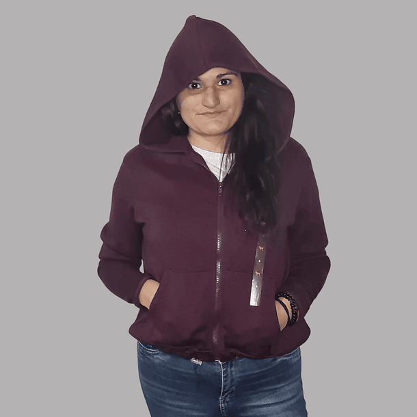 Poleron Capucha Lanilla PINK burdeo 3