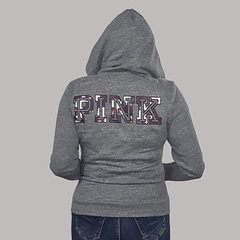 Poleron Capucha PINK gris