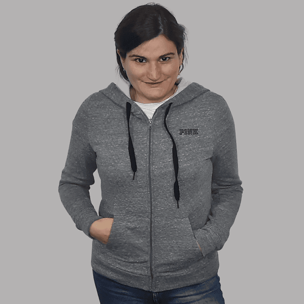 Poleron Capucha PINK gris 3