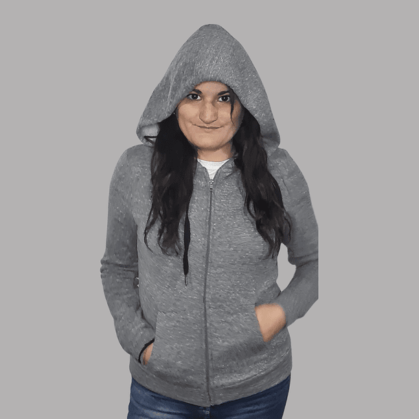 Poleron Capucha PINK gris 1