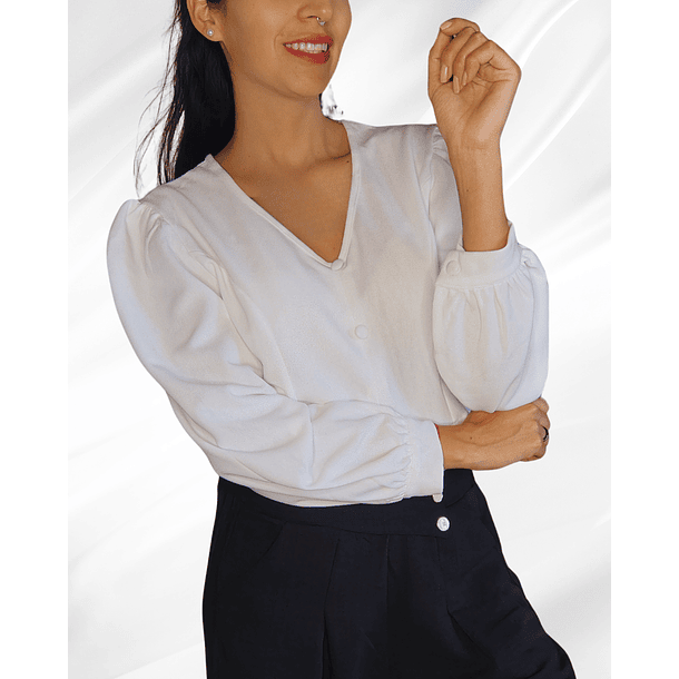 Blusa Manga Larga con Mangas Princesa Blanca 1