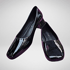 Zapato Negro Charol Mujer Taco Bajo 1