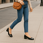 Zapato Negro Charol Mujer Taco Bajo 4