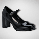 Zapato Negro Mary Jane Mujer Taco Alto 1