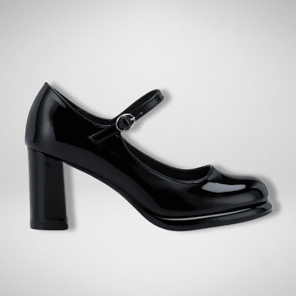 Zapato Negro Mary Jane Mujer Taco Alto 3