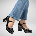 Zapato Negro Mary Jane Mujer Taco Alto 2