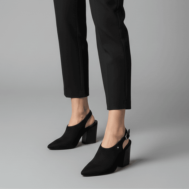 Zapato Mules Negros tacón 8 cm 2