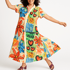 Vestido Camisero Italiano Estampado Graffiti