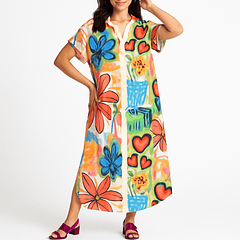 Vestido Camisero Italiano Estampado Graffiti