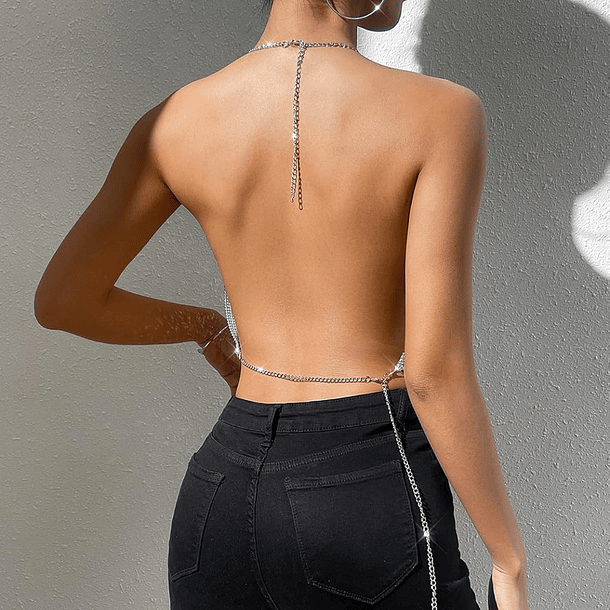 Top de Brillos Mujer con Espalda Descubierta 4