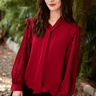 Blusa Elegante Manga Larga con Lazo 3