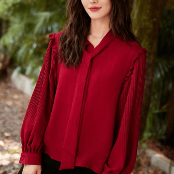 Blusa Elegante Manga Larga con Lazo 3