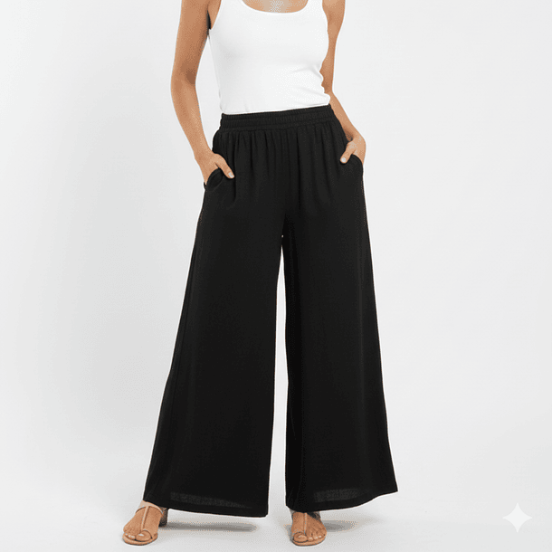 Pantalón Palazzo Fresco con Bolsillos  1