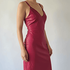 Vestido Burdeo Simil Cuero 2