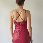 Vestido Burdeo Simil Cuero 3