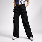 Pantalón Cargo Negro Tiro Alto 1