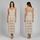 Vestido Largo Beige Tejido Macramé – Estilo Boho Verano 1