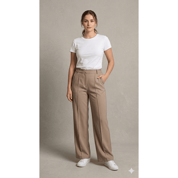 Pantalón Sastrero Mujer Tiro Alto con Cinturón – Corte Recto Elegante 4