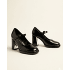 Zapato Negro Mary Jane Mujer Taco Alto 3