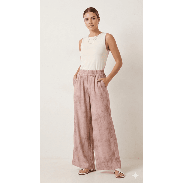 Pantalón Palazzo Mujer Rosado Jaspeado  1