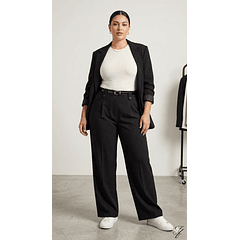 Pantalón Sastrero Mujer Tiro Alto con Cinturón Botones