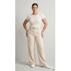 Pantalón Sastrero Mujer Tiro Alto con Cinturón Botones 1