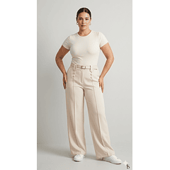 Pantalón Sastrero Mujer Tiro Alto con Cinturón Botones