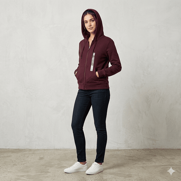 Poleron Capucha Lanilla PINK burdeo 1