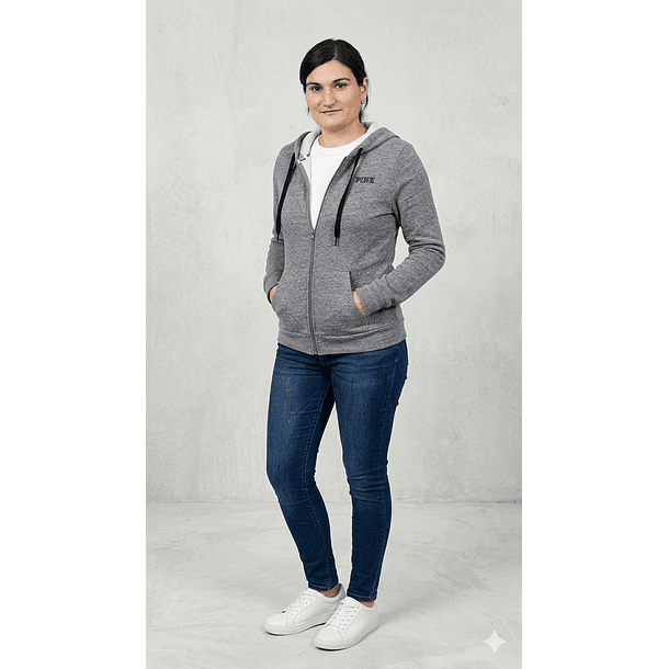 Poleron Capucha PINK gris 2