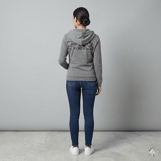 Poleron Capucha PINK gris 3