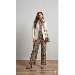 Pantalón Palazzo Animal Print Mujer 