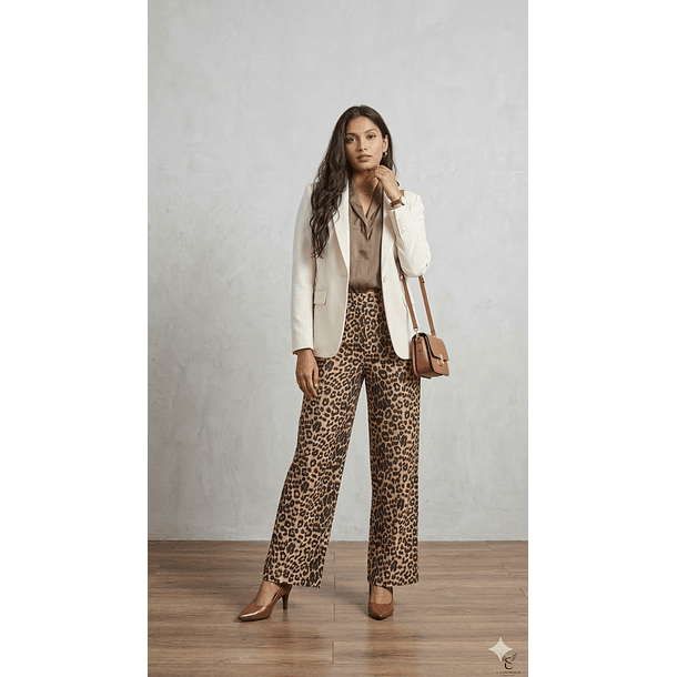 Pantalón Palazzo Animal Print Mujer  1