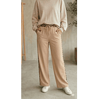 Pantalón Palazzo Beige Animal Print Franjas 2