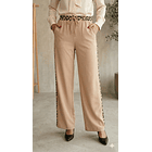 Pantalón Palazzo Beige Animal Print Franjas 3