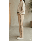 Pantalón Palazzo Beige Animal Print Franjas 4