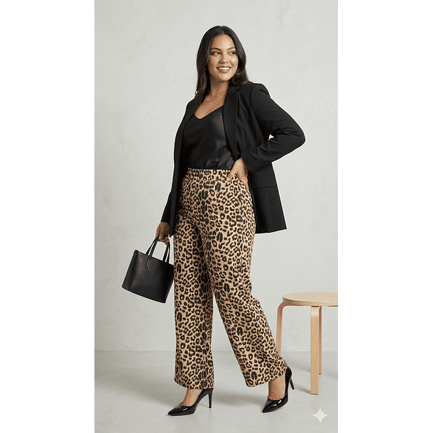 Pantalón Palazzo Animal Print Mujer  2