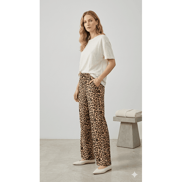 Pantalón Palazzo Animal Print Mujer  5