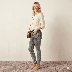 Jeans Pitillo Skull Jaspeado