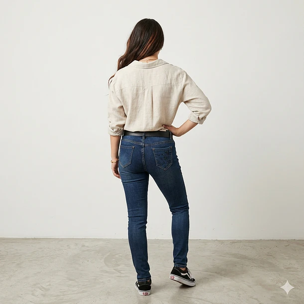 Jeans Pitillo Piedrería con bordado 3